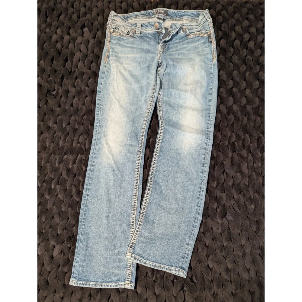 Silver Jeans Co. Suki Mid-Rise Bootcut Light Wash Blue Jeans Size W34 L32